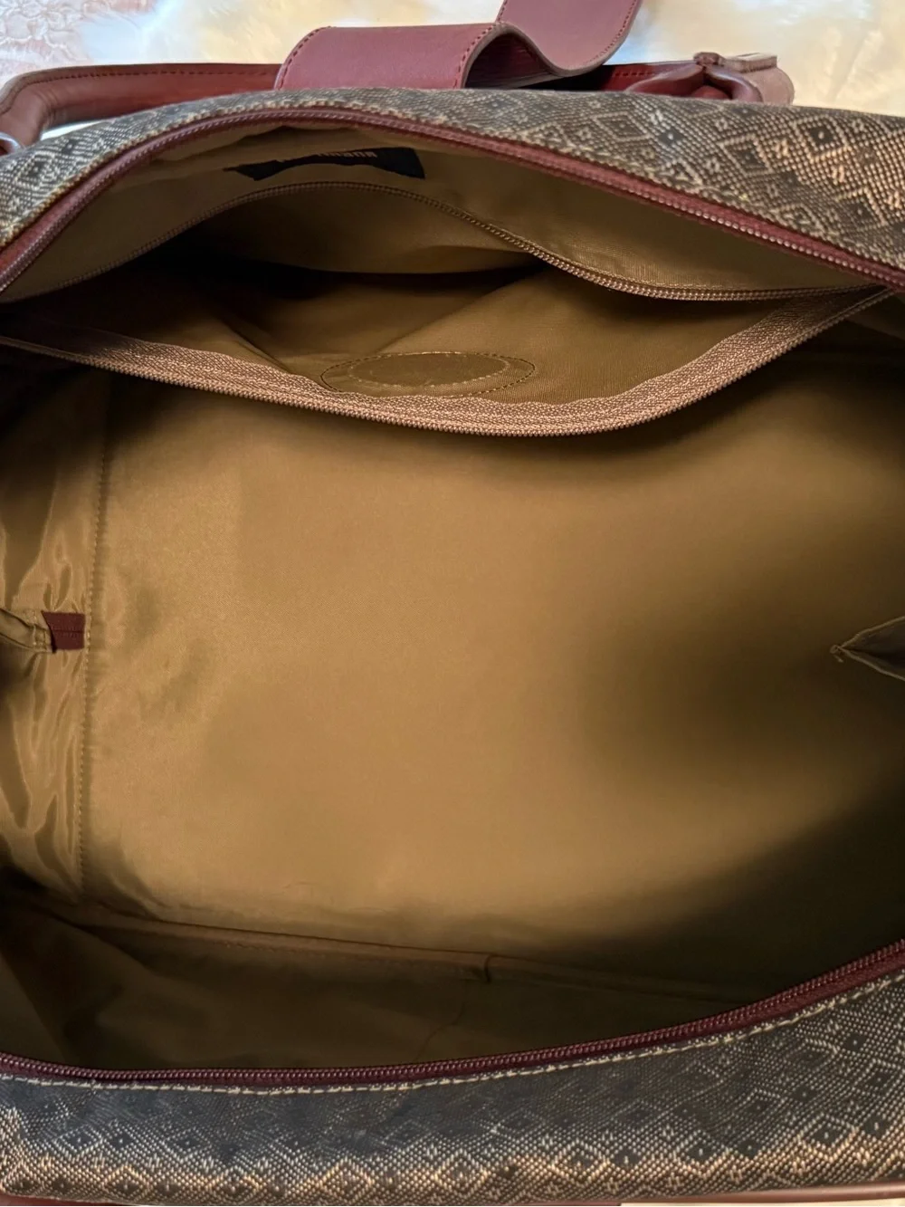 Vintage Hartmann Diamond Wings Leather Trim Travel Tote Weekender Duffel Bag